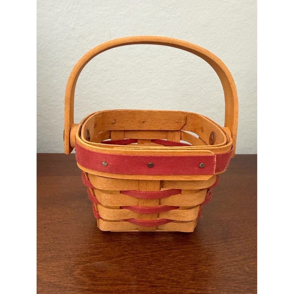 Longaberger Mini Basket 1997 Handwoven Red Trim Dresden Ohio USA